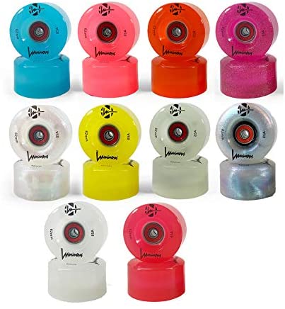 Details about   4 Pack Luminous Light Up Quad Roller Skate Wheels W/Bank Roll Bearings Installed 