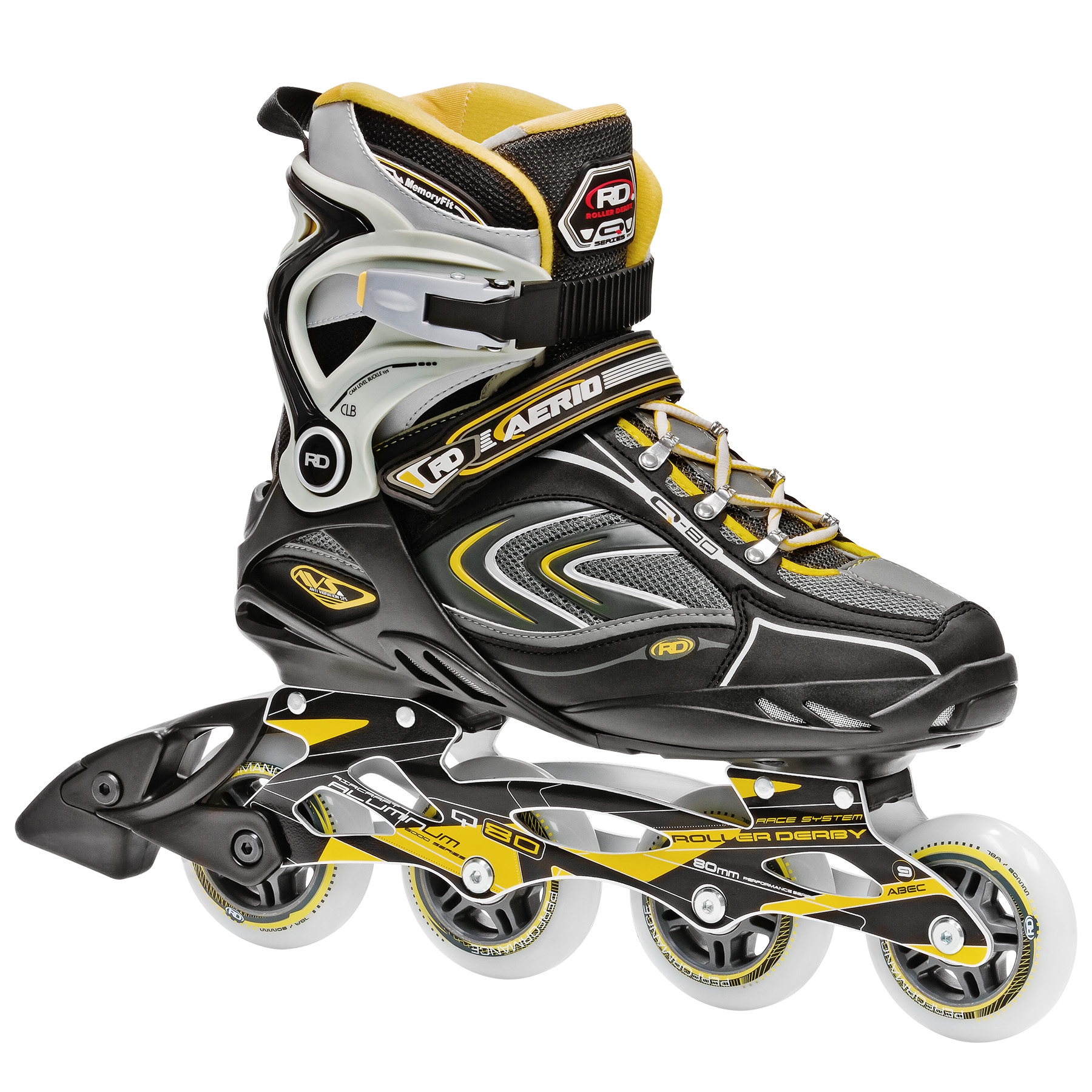 Yellow UK sz 5 Black Roller Derby Aerio Q-80 Adults/Childrens Inline Skates 