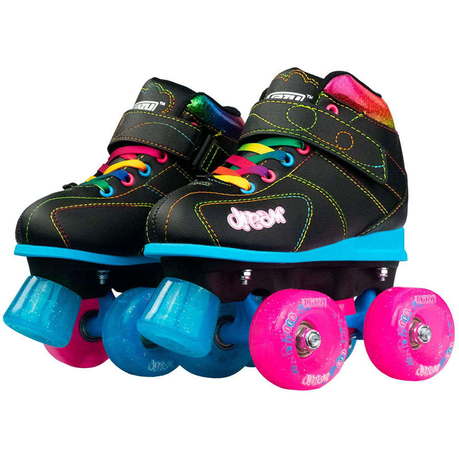 Rookie Kids Girls Rhythm Quad Roller Skates Junior Padded Ankle Collar Touch and 