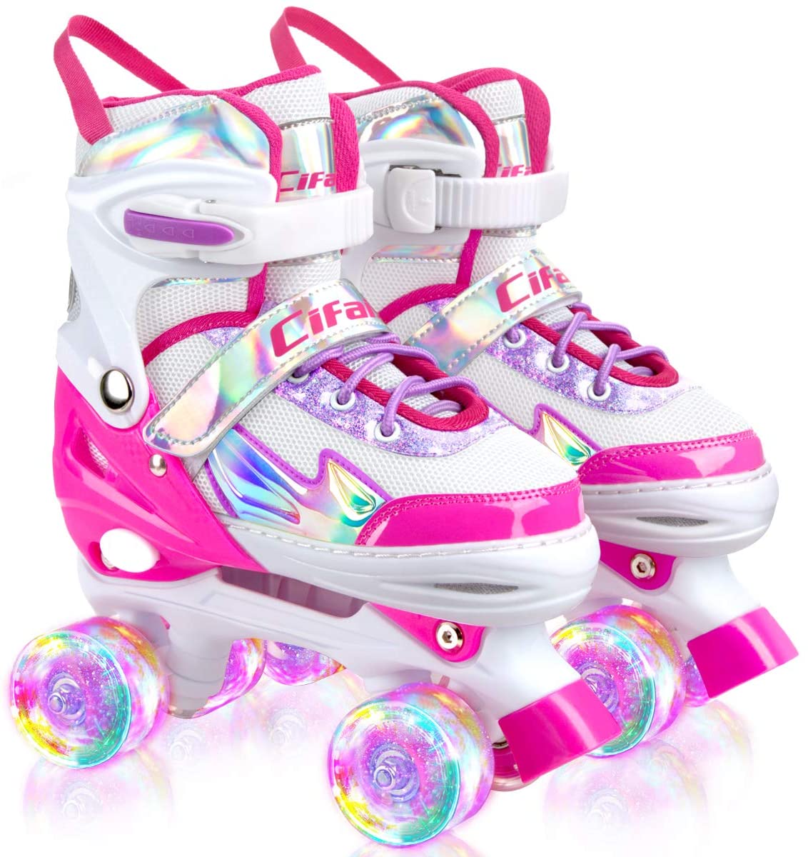 Rollerskates Made for Kids Great for Beginners High Top Sneaker Style Indoor Pixie Little Princess Kids Quad Roller Skate Outdoor Childrens Skate Lenexa Roller Skates for Girls