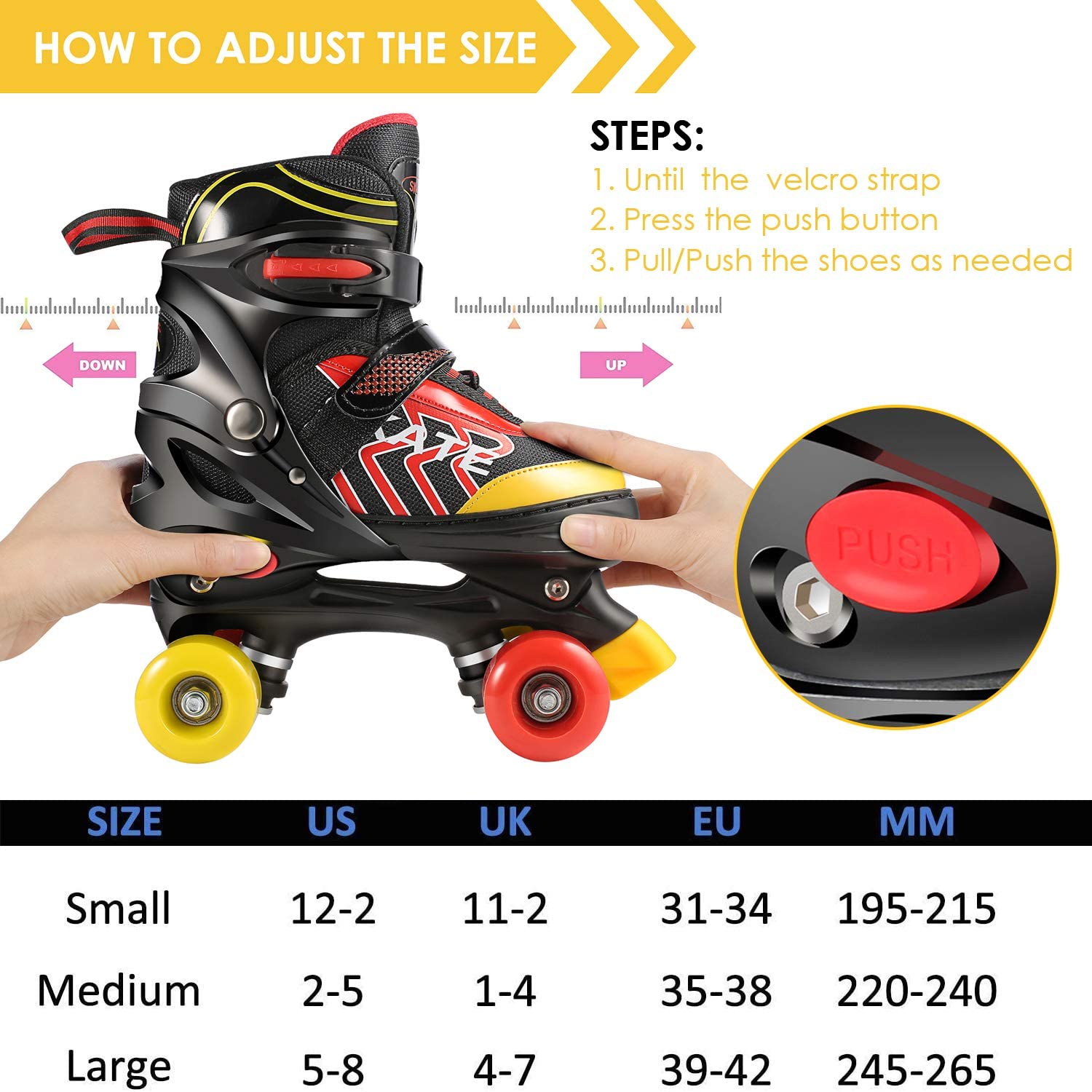 Adjustable Size Roller Skates Fitness Breathable Switchable Roller Inline Skates for Beginner-Intermediate Hikole Inline Skates for Kids Adult Boys Girls 