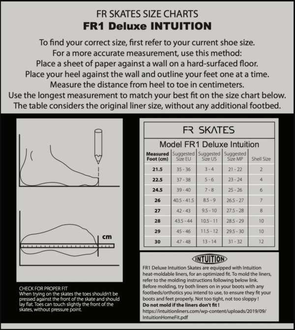 FR Intuition Size Chart