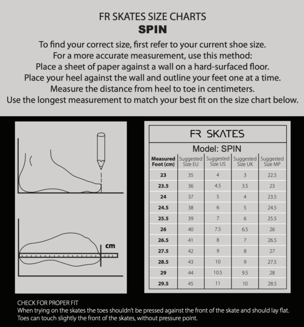 FR Spin Size Chart